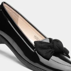 Anita Womens Black Patent Loafer with Bow*Lilley Outlet