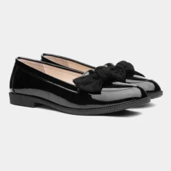 Anita Womens Black Patent Loafer with Bow*Lilley Outlet