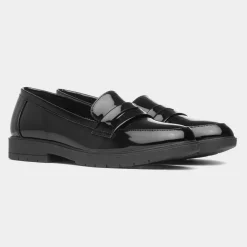 Annie Womens Black Patent Loafer*Lilley Fashion