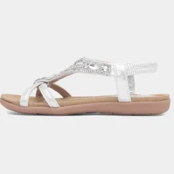 Cadance Girls Silver Diamante Sandal*Lilley Outlet