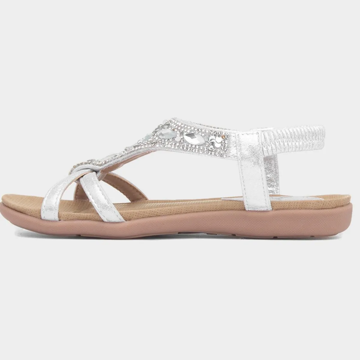 Cadance Girls Silver Diamante Sandal*Lilley Outlet