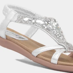 Cadance Girls Silver Diamante Sandal*Lilley Outlet
