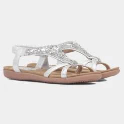 Cadance Girls Silver Diamante Sandal*Lilley Outlet