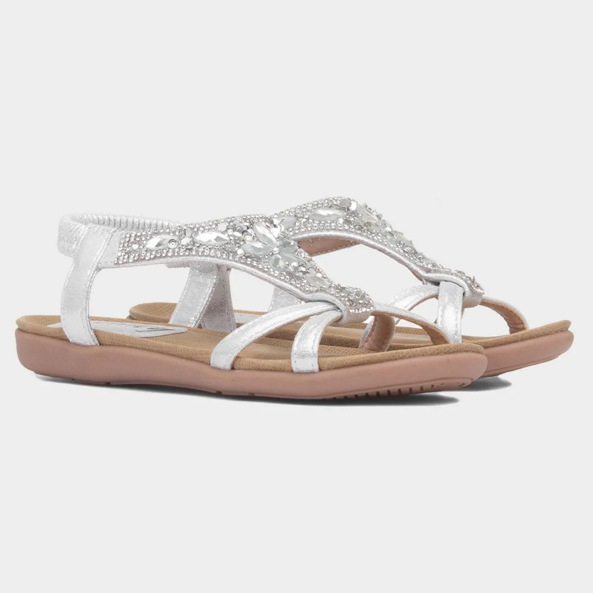 Cadance Girls Silver Diamante Sandal*Lilley Outlet