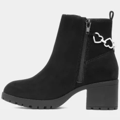Caitlyn Girls Black Heeled Heart Boot*Lilley Online