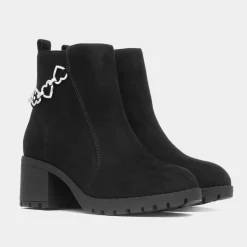 Caitlyn Girls Black Heeled Heart Boot*Lilley Online