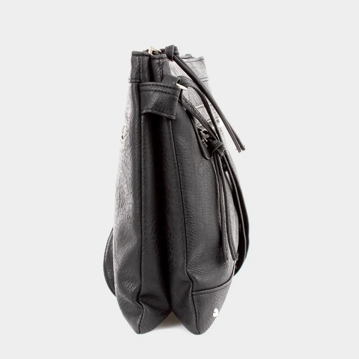 Connie Black Zip Detail Handbag*Lilley Fashion