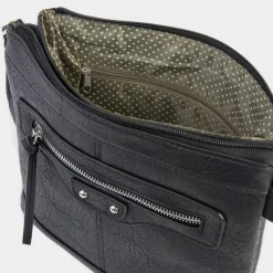 Connie Black Zip Detail Handbag*Lilley Fashion