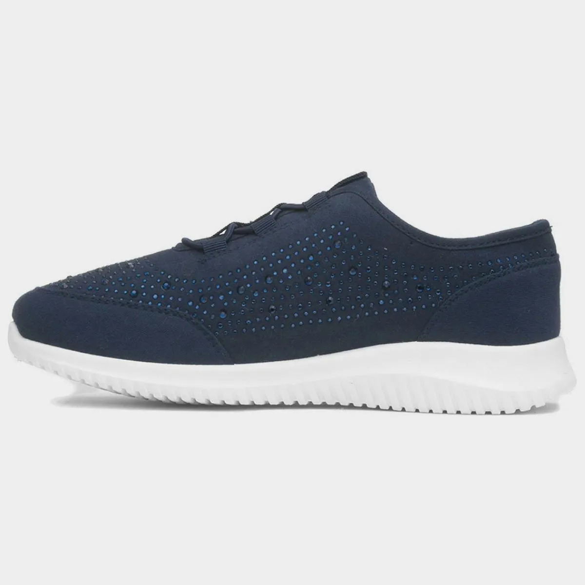 Darlene Womens Navy Diamante Casual Shoe*Lilley Fashion