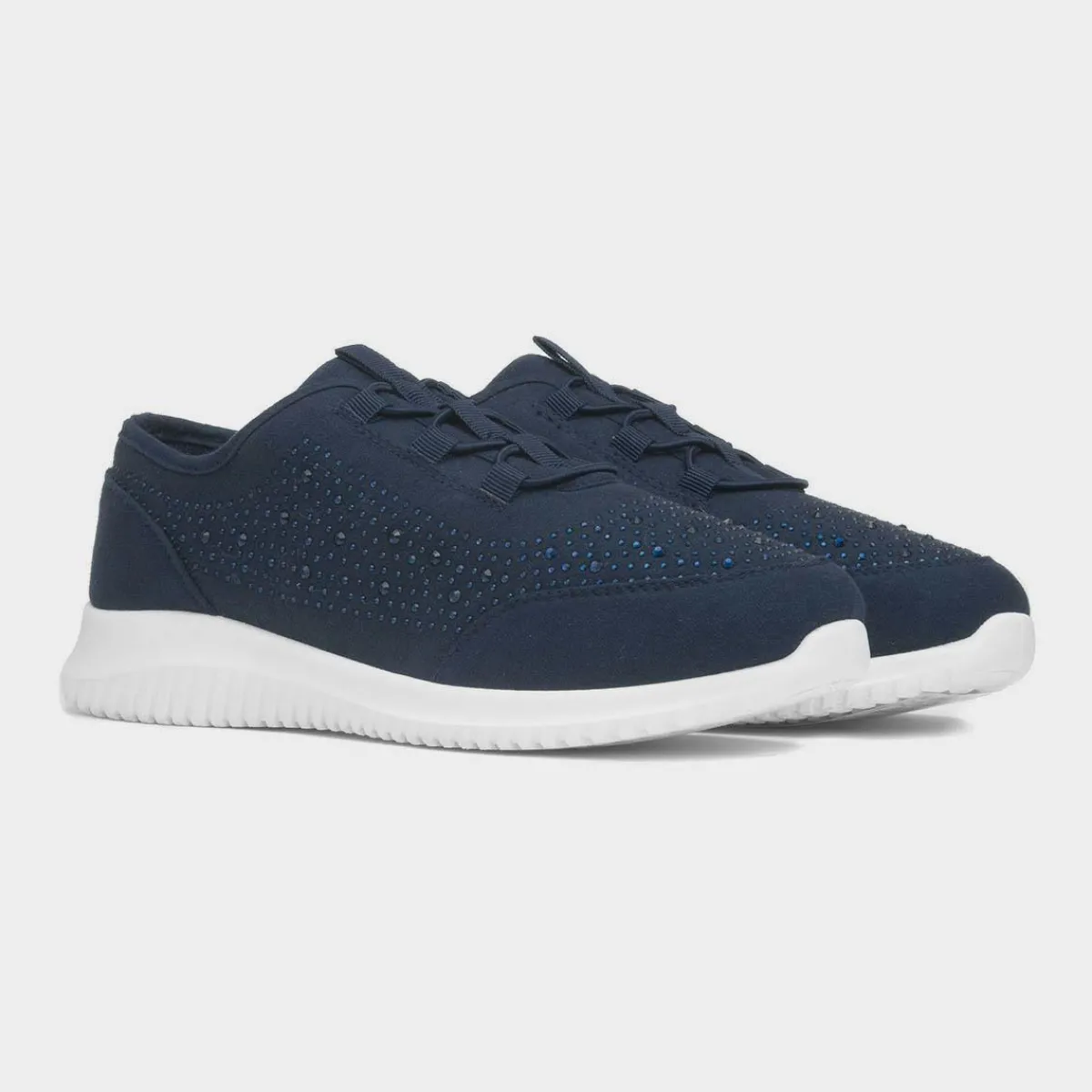 Darlene Womens Navy Diamante Casual Shoe*Lilley Fashion