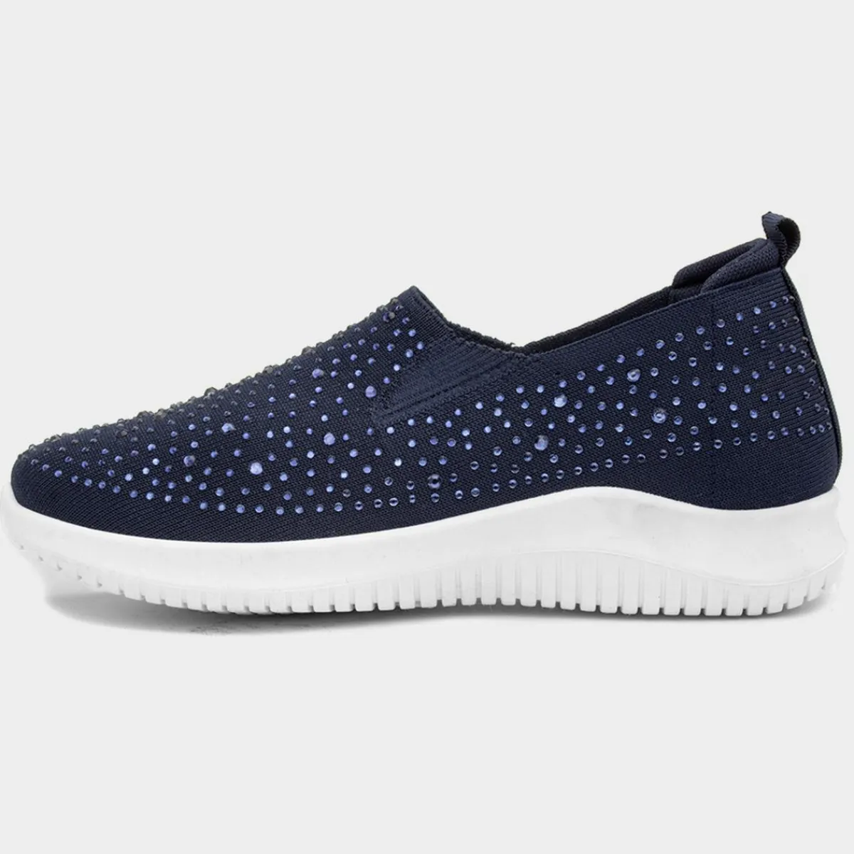 Drew Womens Navy Diamante Slip On Shoe*Lilley Fashion