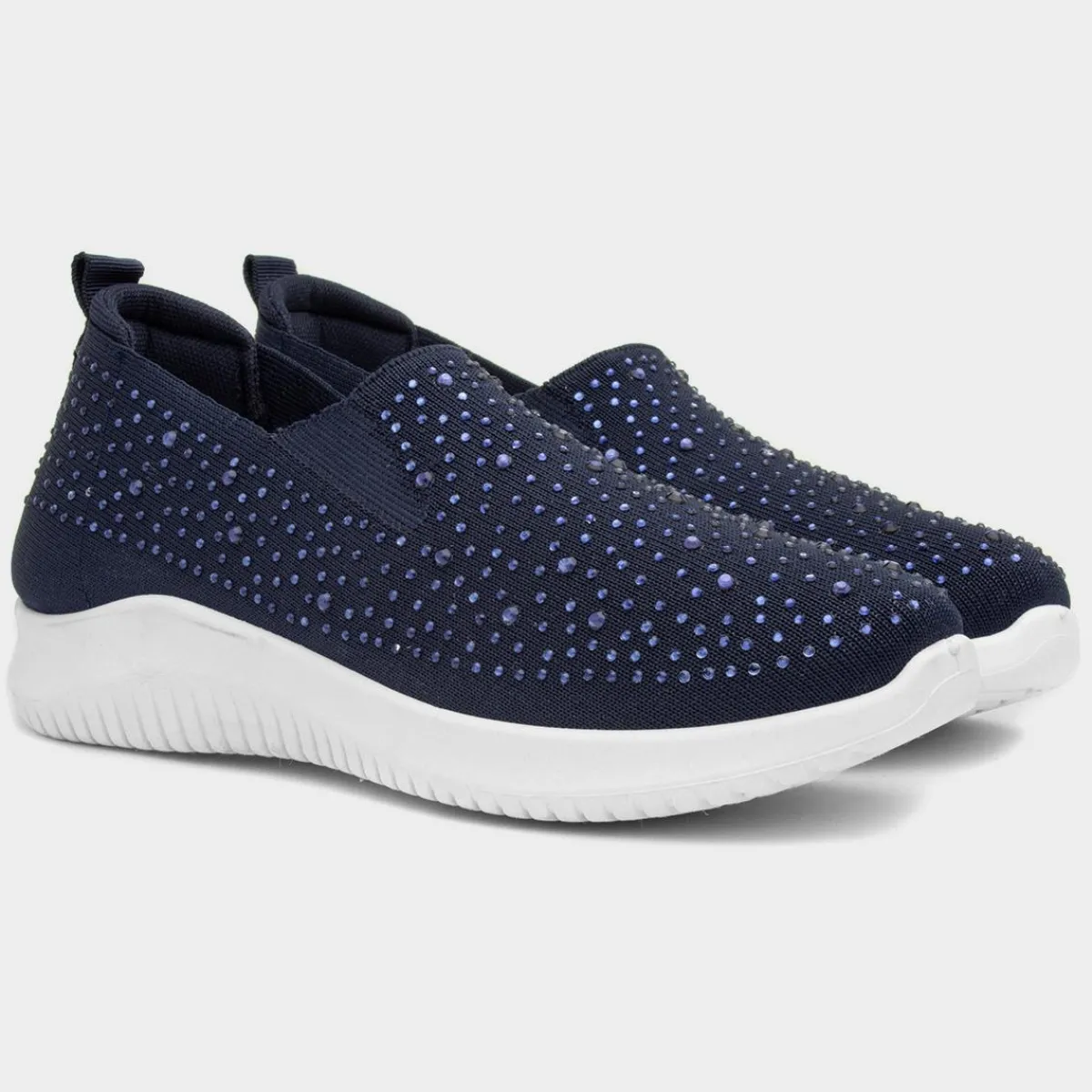 Drew Womens Navy Diamante Slip On Shoe*Lilley Fashion