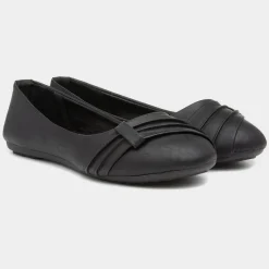 Gina Womens Black Front Pleated Ballerina*Lilley Hot