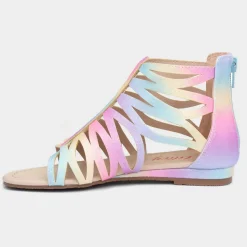 Girls Rainbow Glitter Zip Up Sandals*Lilley Outlet