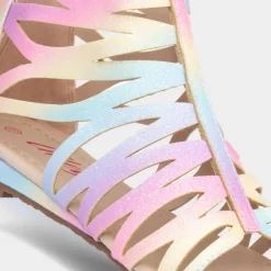 Girls Rainbow Glitter Zip Up Sandals*Lilley Outlet