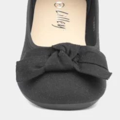 Giselle Womens Black Bow Ballerina Shoe*Lilley Online