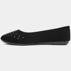 Gloria Womens Black Diamante Ballerina*Lilley Sale