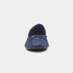Gwen Womens Navy Lace Slip On Ballerina*Lilley Best