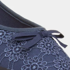 Gwen Womens Navy Lace Slip On Ballerina*Lilley Best