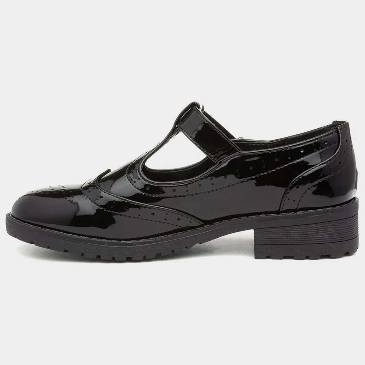 Junior Cam Girls Patent Brogue T-Bar*Lilley Clearance