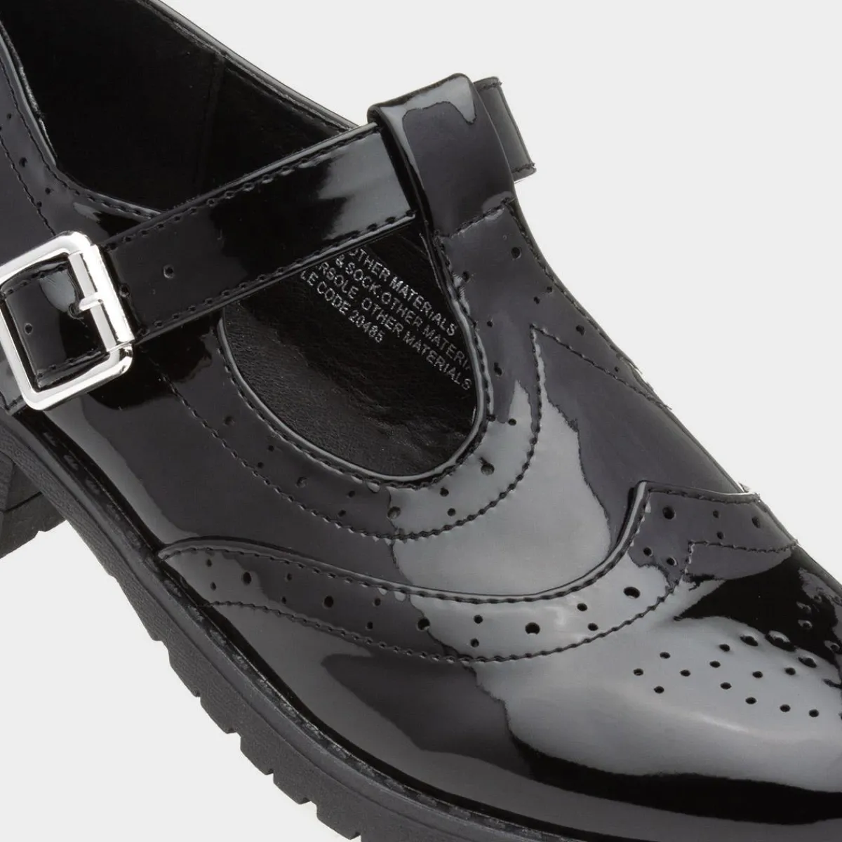 Junior Cam Girls Patent Brogue T-Bar*Lilley Clearance