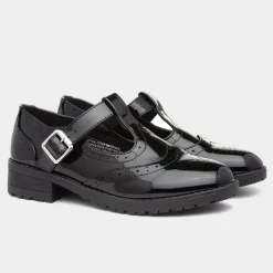 Junior Cam Girls Patent Brogue T-Bar*Lilley Clearance