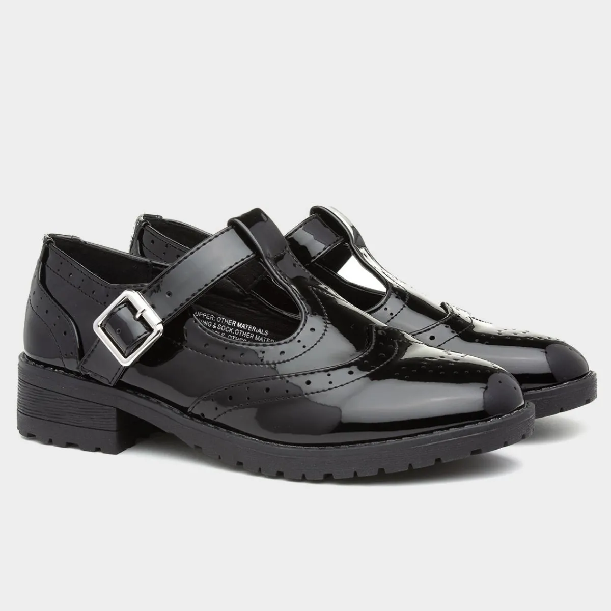 Junior Cam Girls Patent Brogue T-Bar*Lilley Clearance