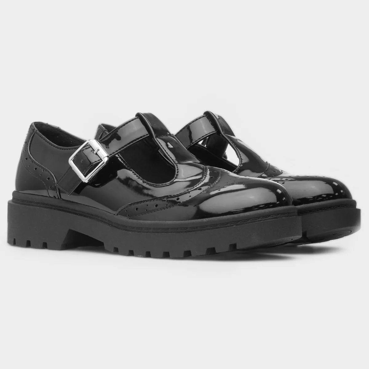 Layton Girls Black Patent T-Bar Shoe*Lilley New
