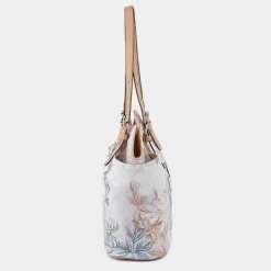 Luton Womens Beige Floral Canvas Handbag*Lilley Fashion