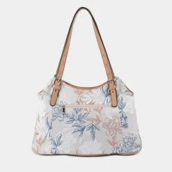Luton Womens Beige Floral Canvas Handbag*Lilley Fashion