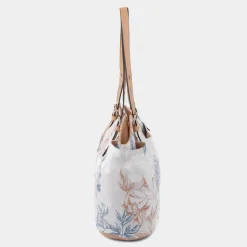 Luton Womens Beige Floral Canvas Handbag*Lilley Fashion