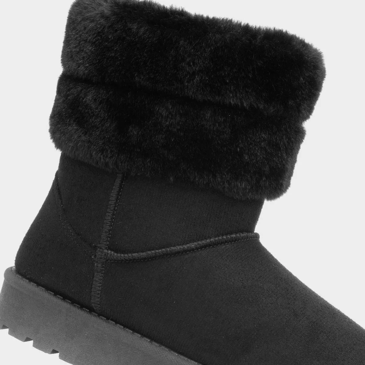 Mae Womens Black Faux Fur Ankle Boot*Lilley Fashion