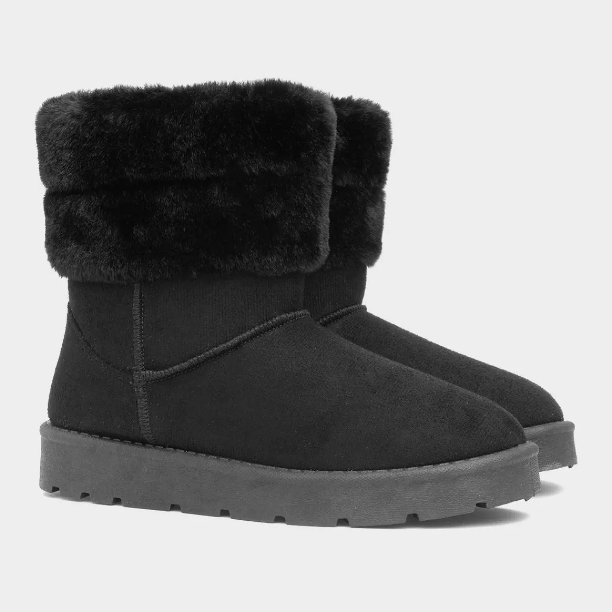 Mae Womens Black Faux Fur Ankle Boot*Lilley Fashion