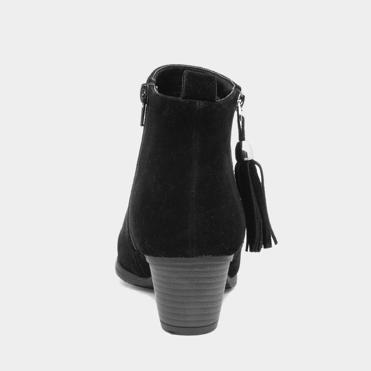 Mel Womens Black Faux Suede Heeled Boot*Lilley Best