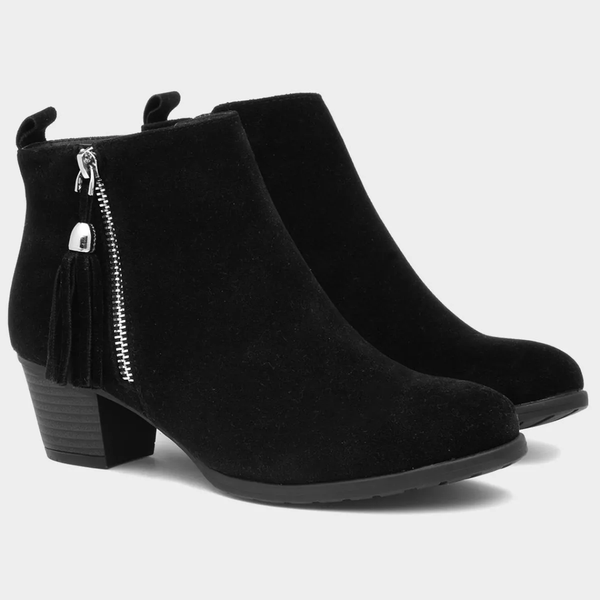 Mel Womens Black Faux Suede Heeled Boot*Lilley Best