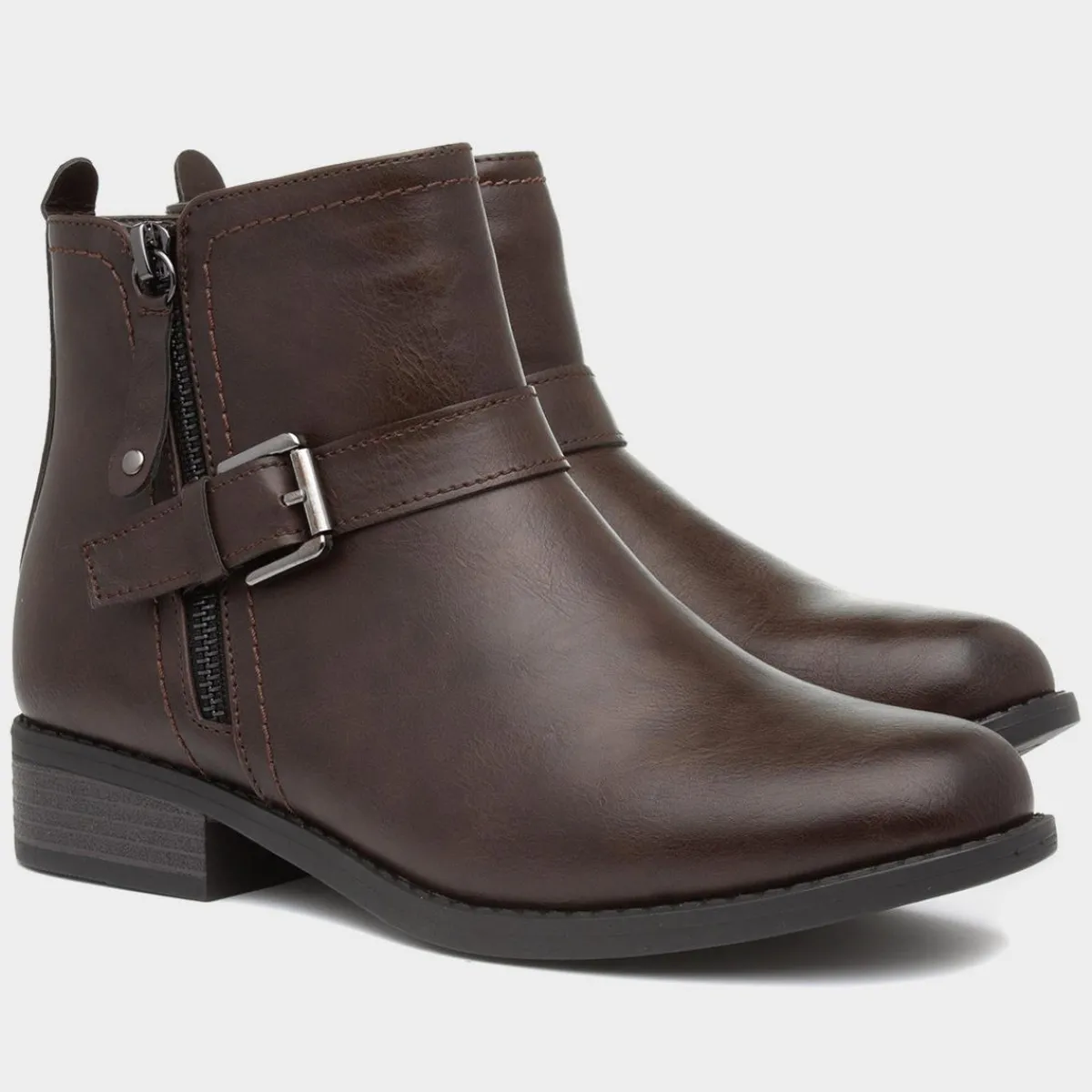 Mimi Womens Brown Flat Ankle Boot*Lilley Online