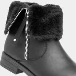 Raven Girls Black Faux Fur Ankle Boot*Lilley New