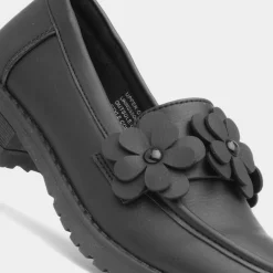 Regina Girls Black Flower Loafer*Lilley Online