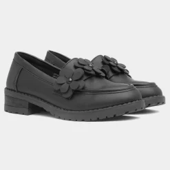 Regina Girls Black Flower Loafer*Lilley Online