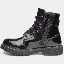 Riley Girls Black Patent Iridescent Boot*Lilley Sale