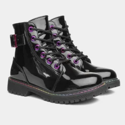 Riley Girls Black Patent Iridescent Boot*Lilley Sale