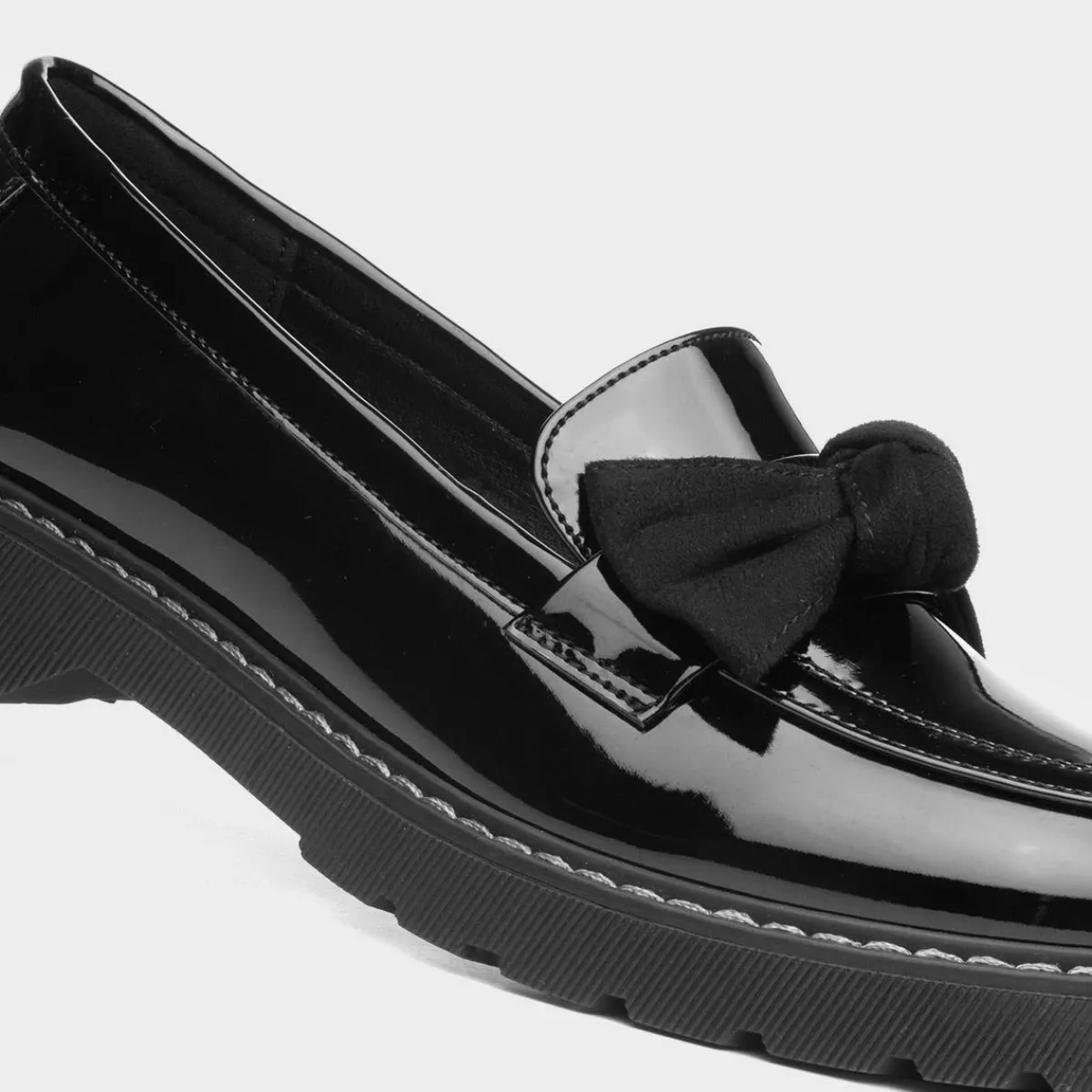 Rosita Girls Black Patent Bow Loafer*Lilley Online