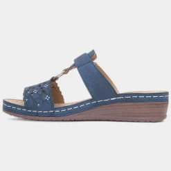 Sally Womens Navy Mule Sandal*Lilley Clearance