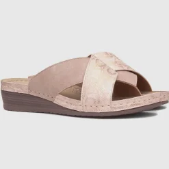 Sandra Womens Nude Wedge Mule Sandal*Lilley Discount