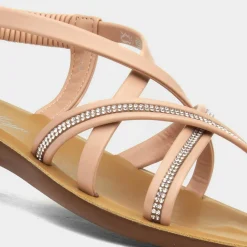 Sara Womens Nude Diamante Strappy Sandal*Lilley Outlet