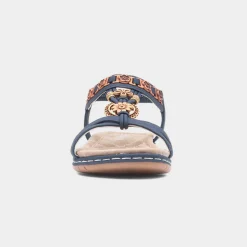 Saskia Womens Navy Beaded Sandal*Lilley Clearance
