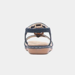 Saskia Womens Navy Beaded Sandal*Lilley Clearance