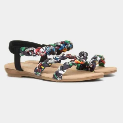 Selena Womens Black Strappy Ribbon Sandal*Lilley Hot