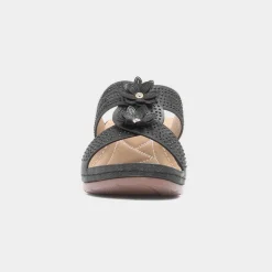 Shannon Womens Black Flower Wedge Sandal*Lilley Fashion