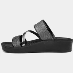 Sian Womens Black Glitter Strappy Sandal*Lilley Sale